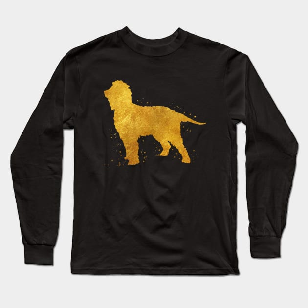 Irish water spaniel golden art Long Sleeve T-Shirt by Yahya Art